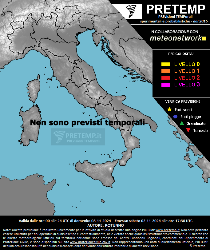 Mappa previsione del 03 novembre 2024