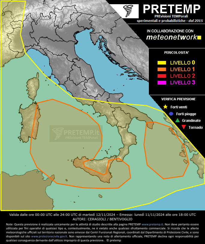 Mappa previsione del 12 novembre 2024