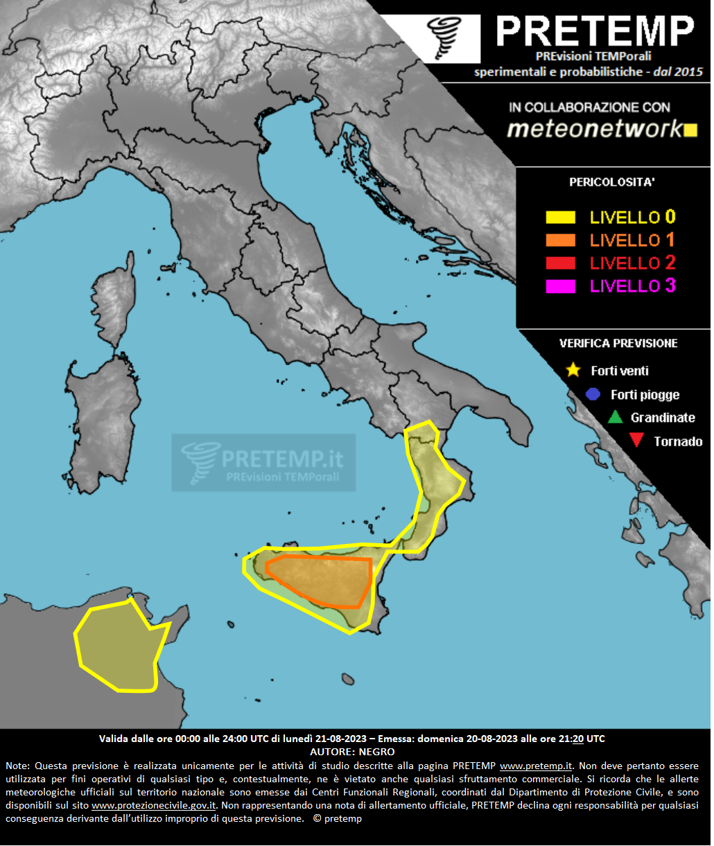 Mappa previsione del 21 agosto 2023