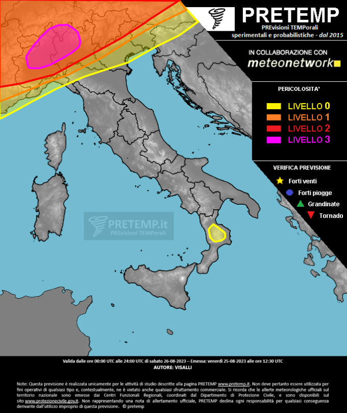 Mappa previsione del 26 agosto 2023