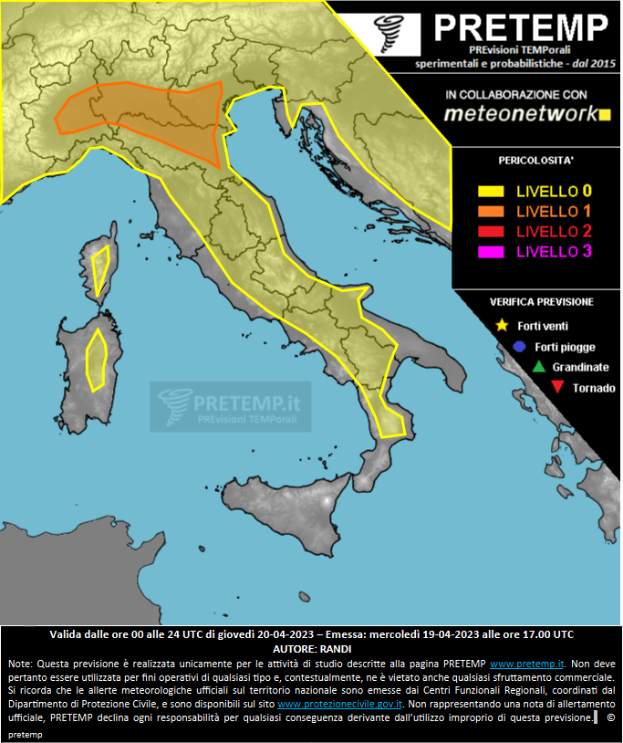 Mappa previsione del 20 aprile 2023