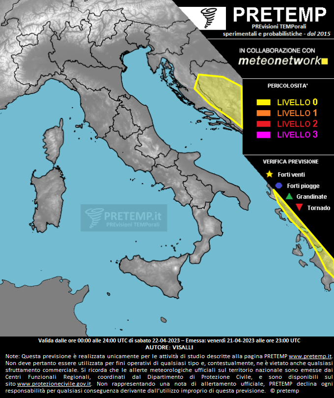 Mappa previsione del 22 aprile 2023