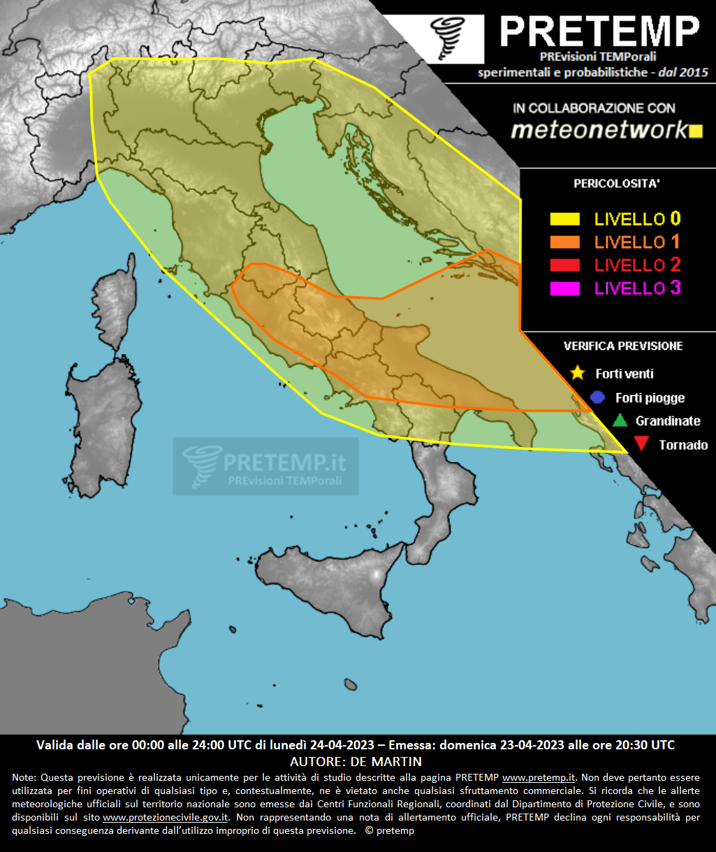Mappa previsione del 24 aprile 2023