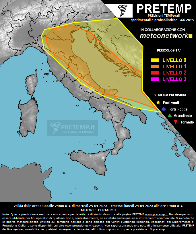 Mappa previsione del 25 aprile 2023