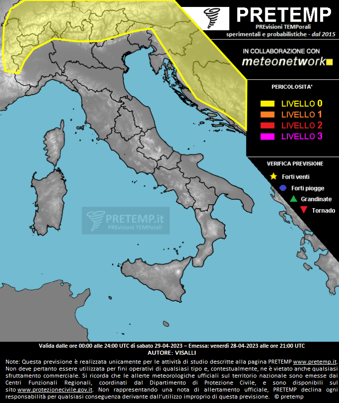 Mappa previsione del 29 aprile 2023