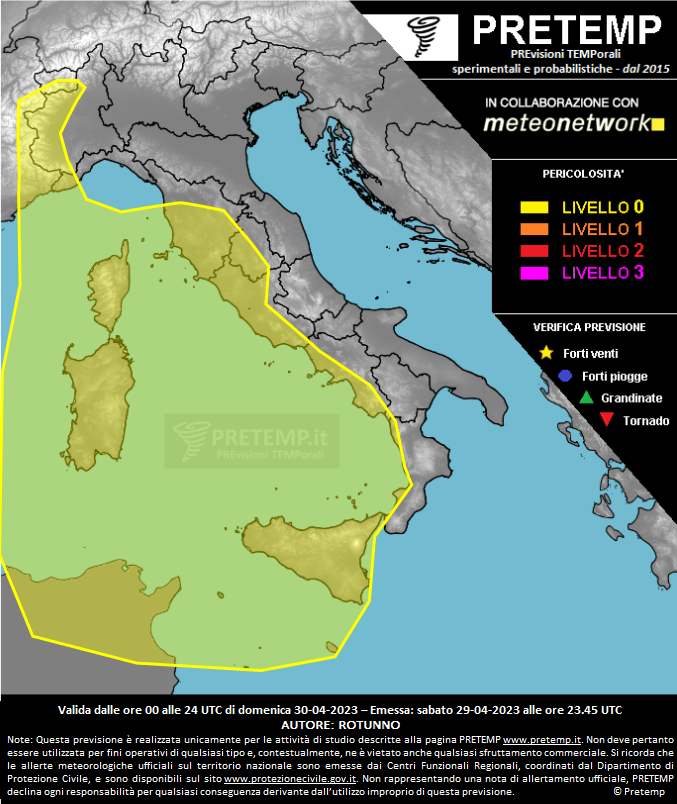 Mappa previsione del 30 aprile 2023