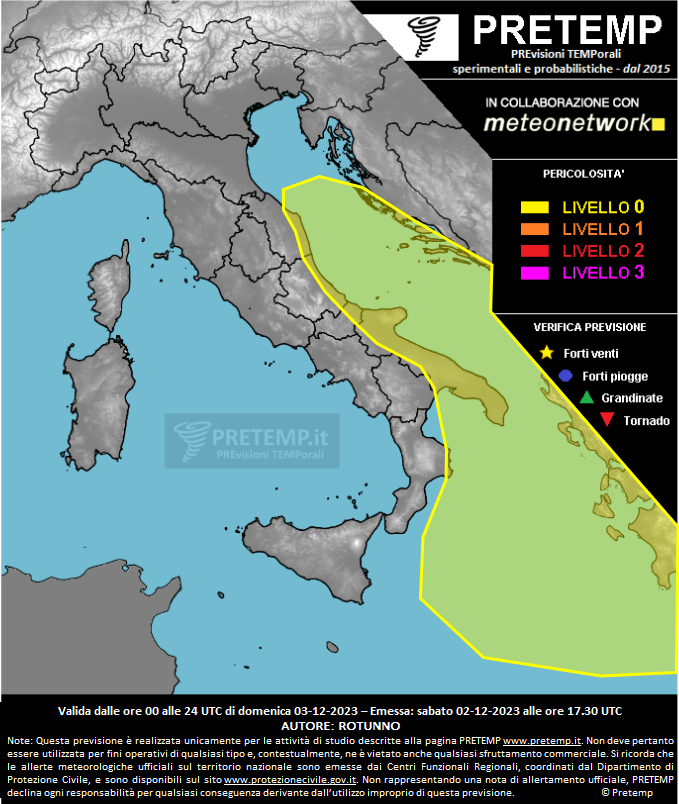 Mappa previsione del 03 dicembre 2023