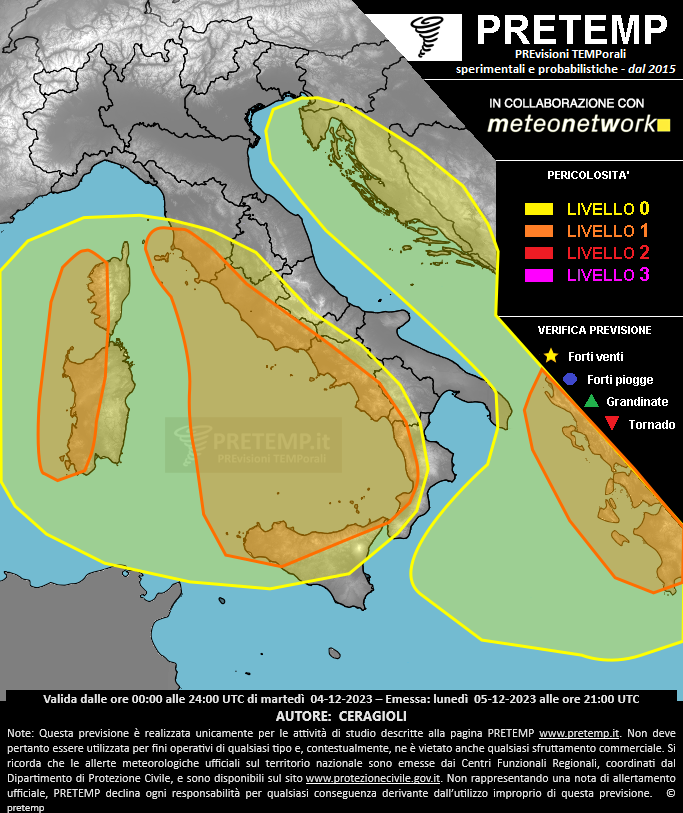 Mappa previsione del 05 dicembre 2023