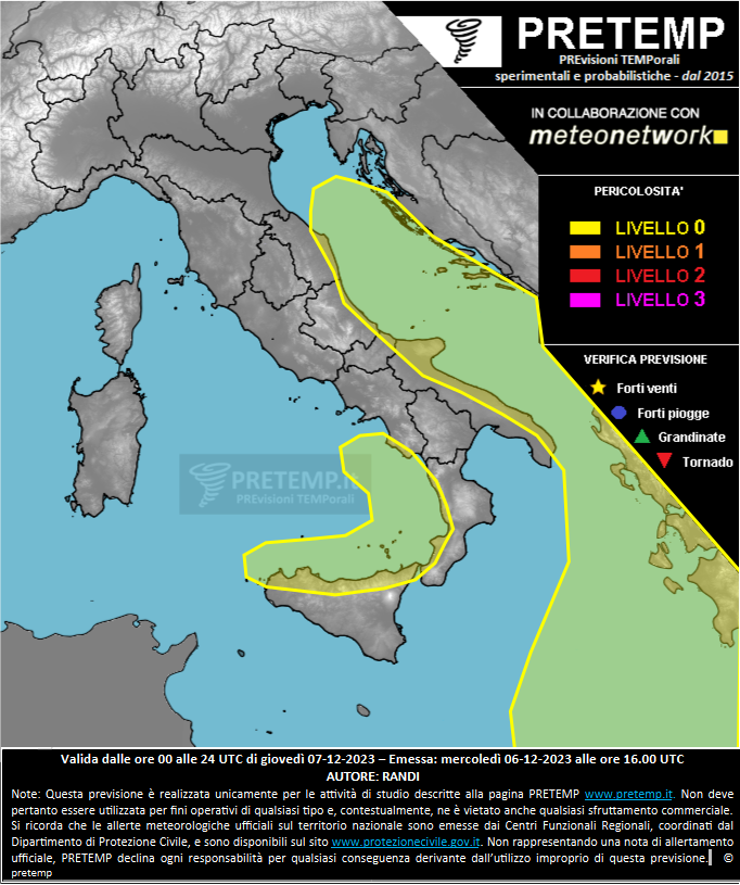 Mappa previsione del 07 dicembre 2023