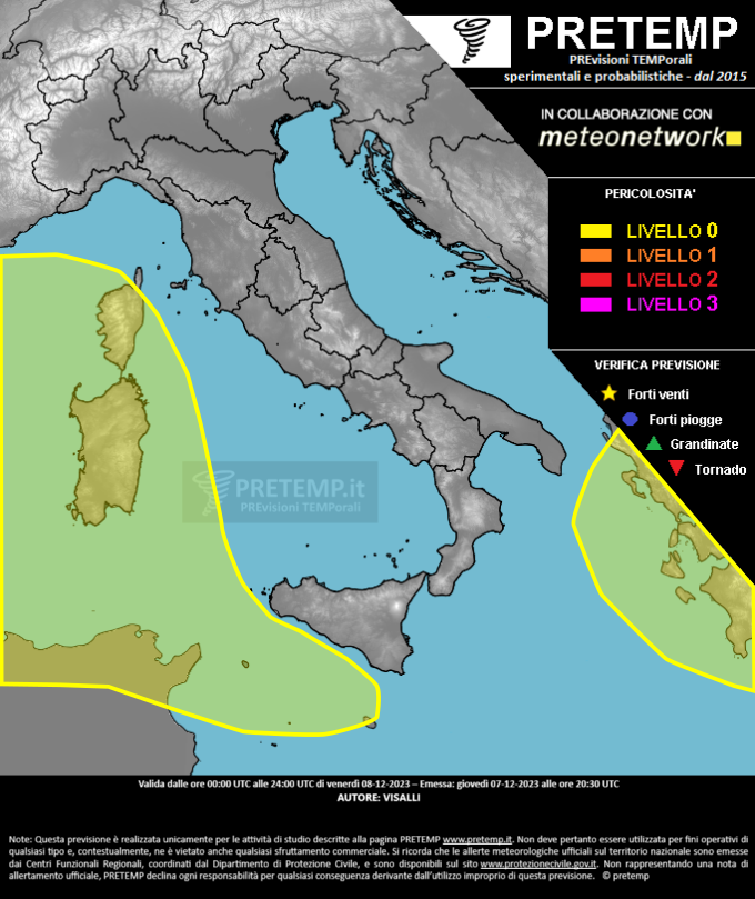 Mappa previsione del 08 dicembre 2023