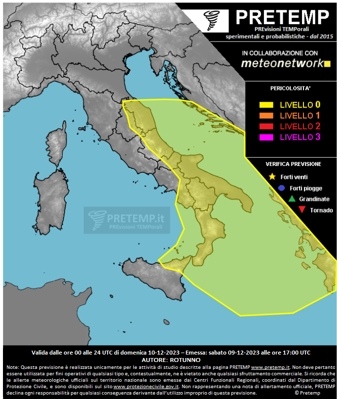 Mappa previsione del 10 dicembre 2023