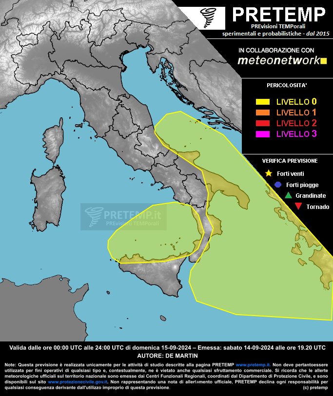 Mappa previsione del 15 settembre 2024