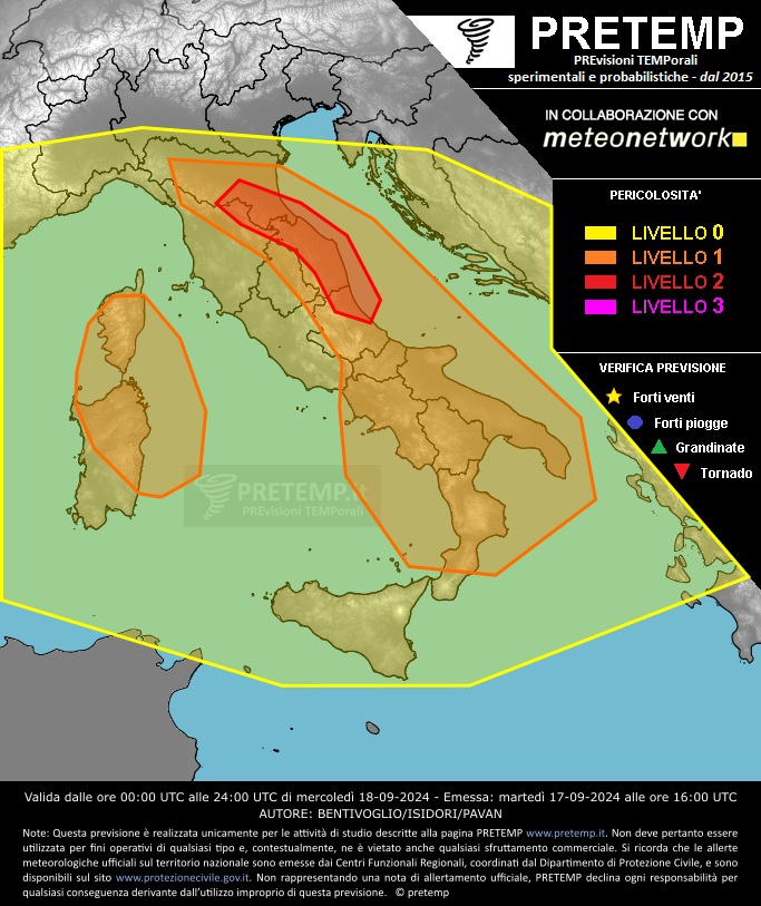 Mappa previsione del 18 settembre 2024