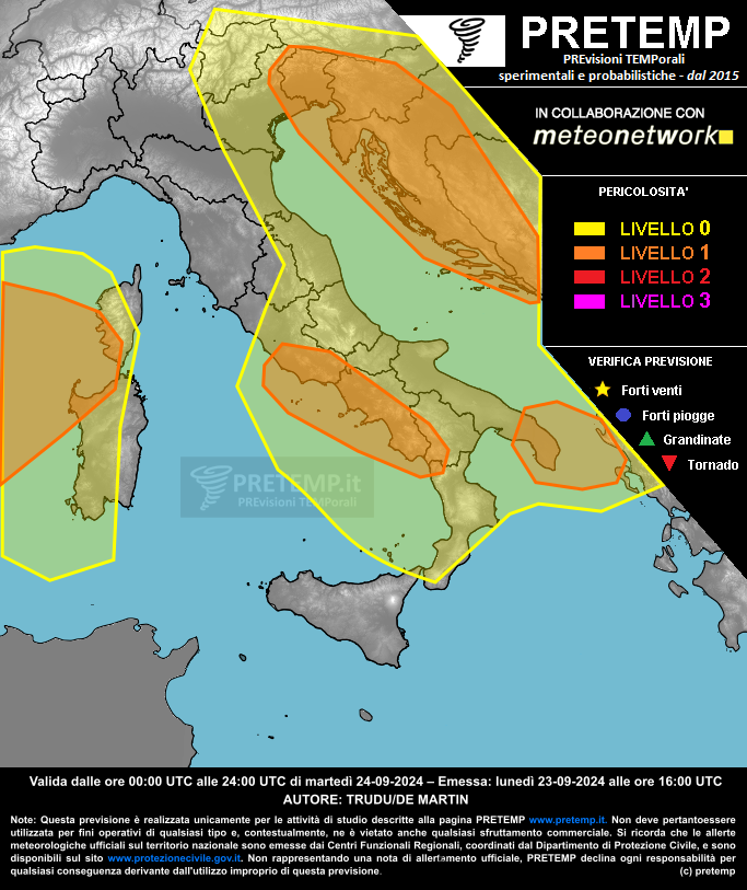Mappa previsione del 24 settembre 2024