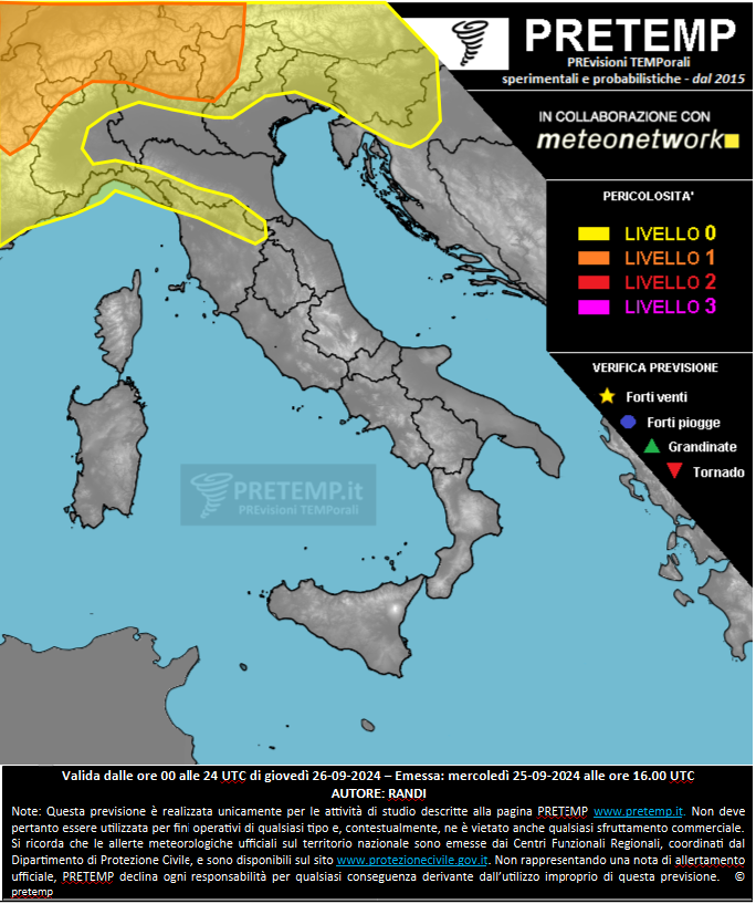 Mappa previsione del 26 settembre 2024