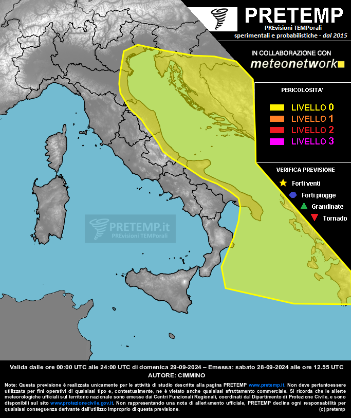 Mappa previsione del 29 settembre 2024