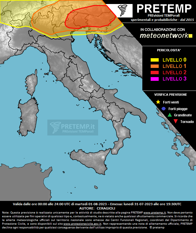 Mappa previsione del 01 agosto 2023