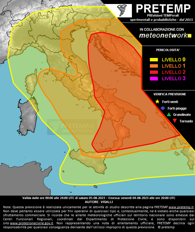 Mappa previsione del 05 agosto 2023