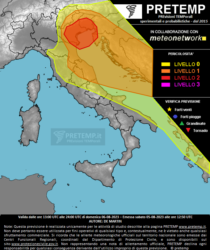 Mappa previsione del 06 agosto 2023
