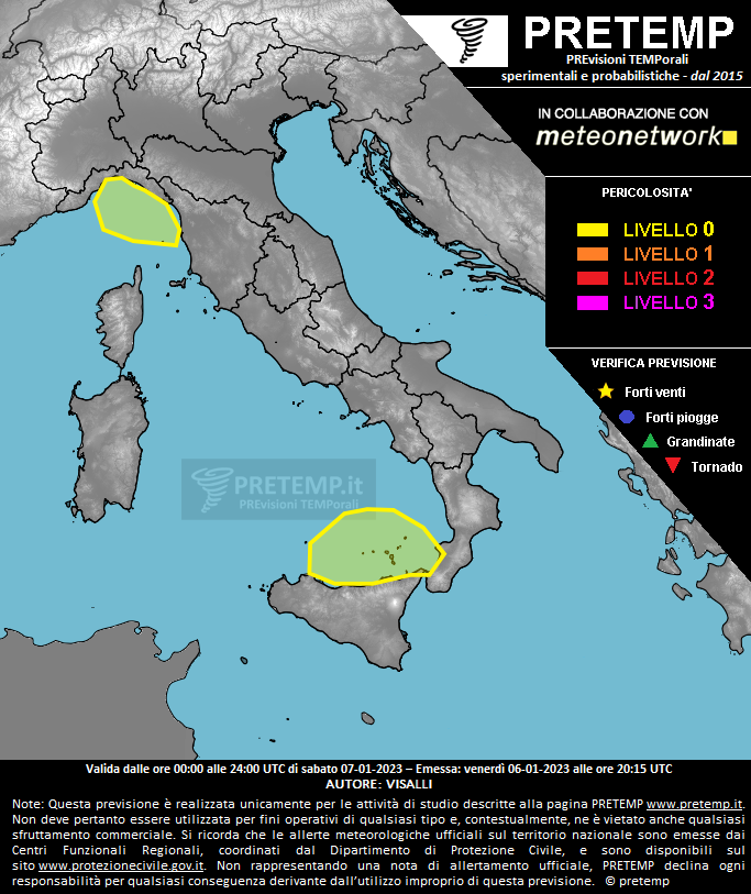 Mappa previsione del 07 gennaio 2023