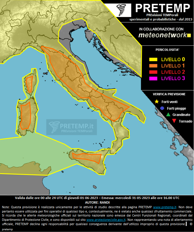 Mappa previsione del 01 giugno 2023