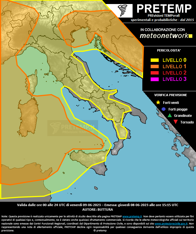 Mappa previsione del 09 giugno 2023