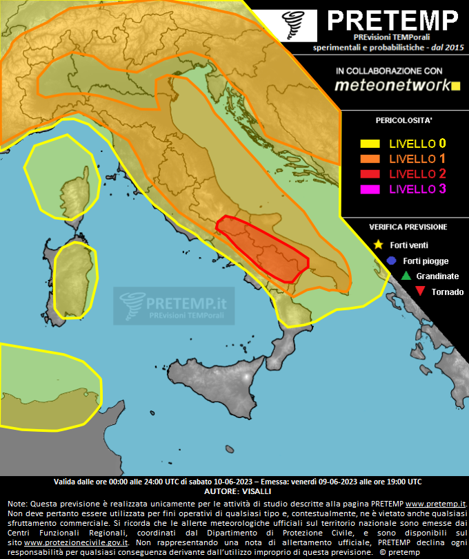 Mappa previsione del 10 giugno 2023