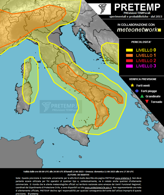Mappa previsione del 12 giugno 2023