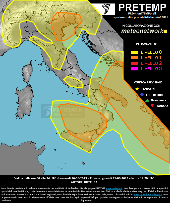 Mappa previsione del 16 giugno 2023