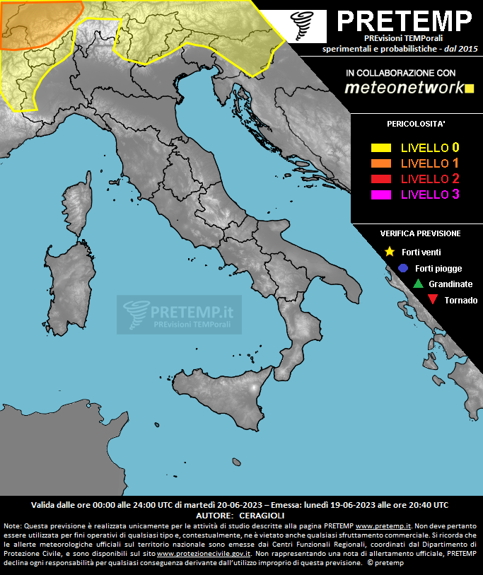 Mappa previsione del 20 giugno 2023