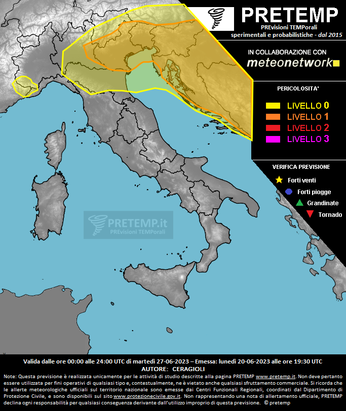 Mappa previsione del 27 giugno 2023