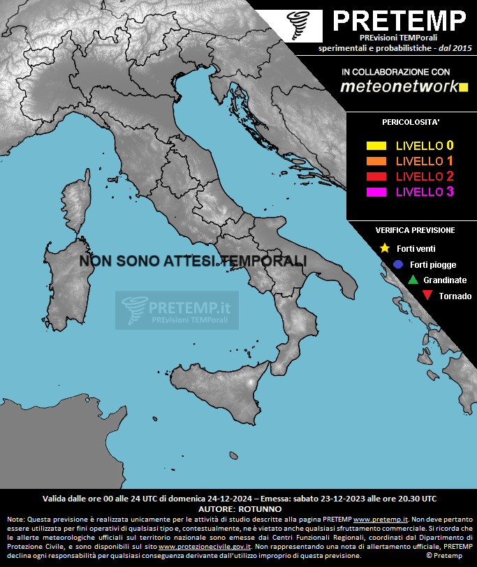 Mappa previsione del 24 dicembre 2023