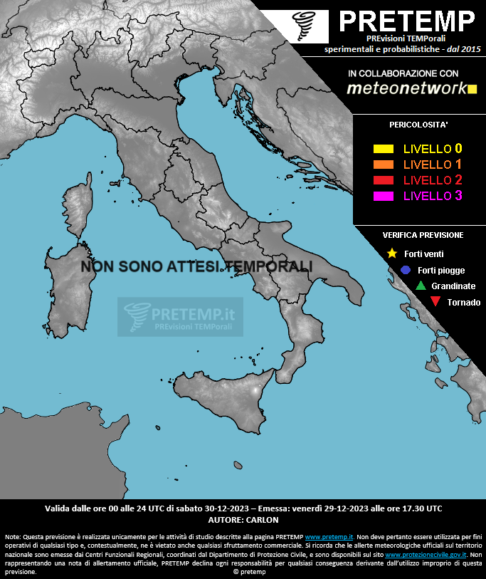Mappa previsione del 30 dicembre 2023