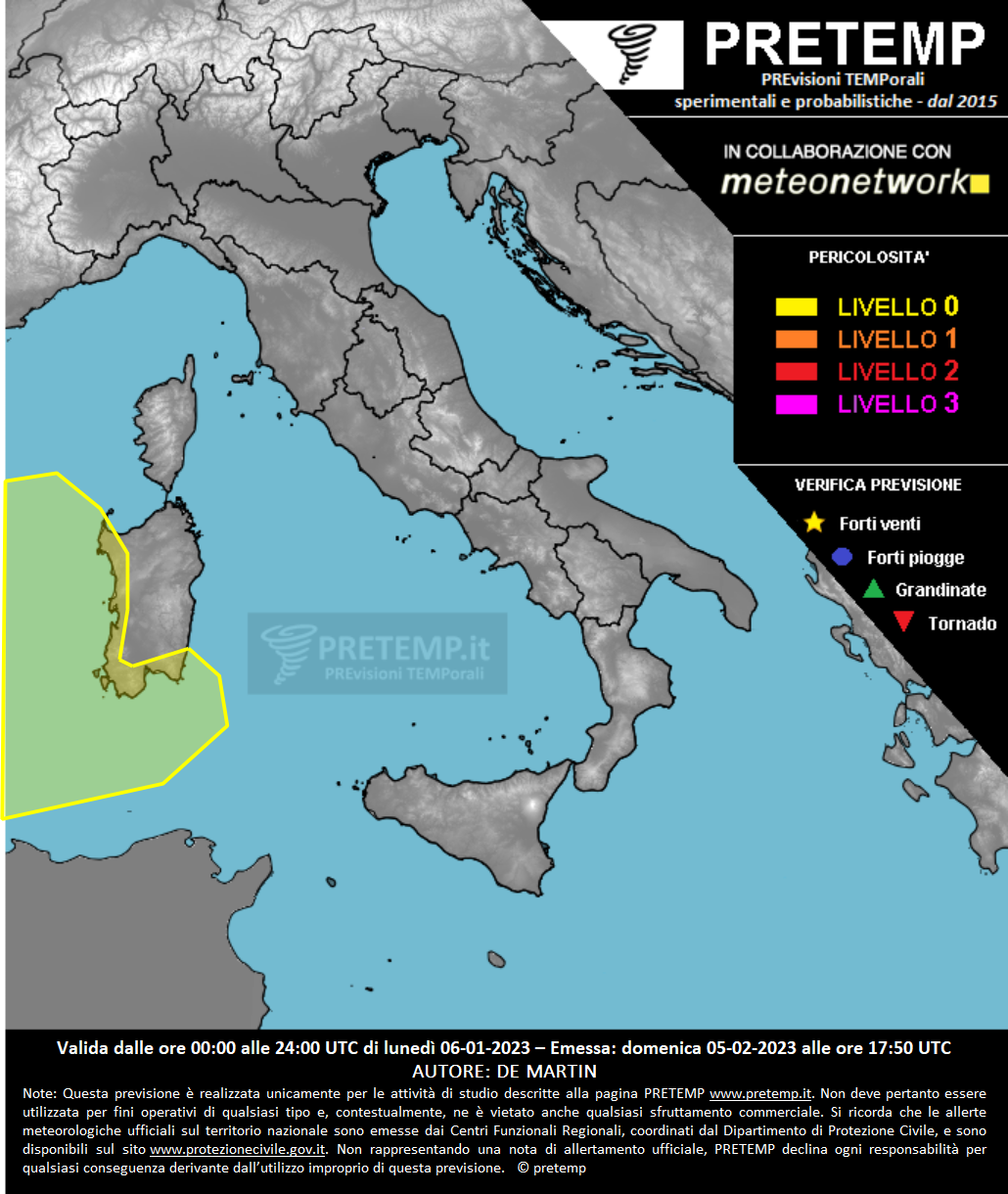 Mappa previsione del 06 febbraio 2023