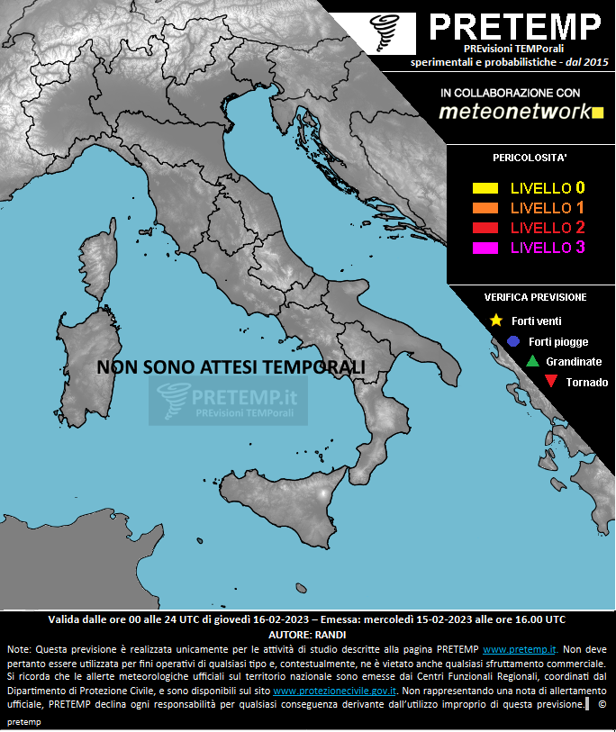 Mappa previsione del 16 febbraio 2023