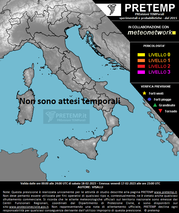 Mappa previsione del 18 febbraio 2023