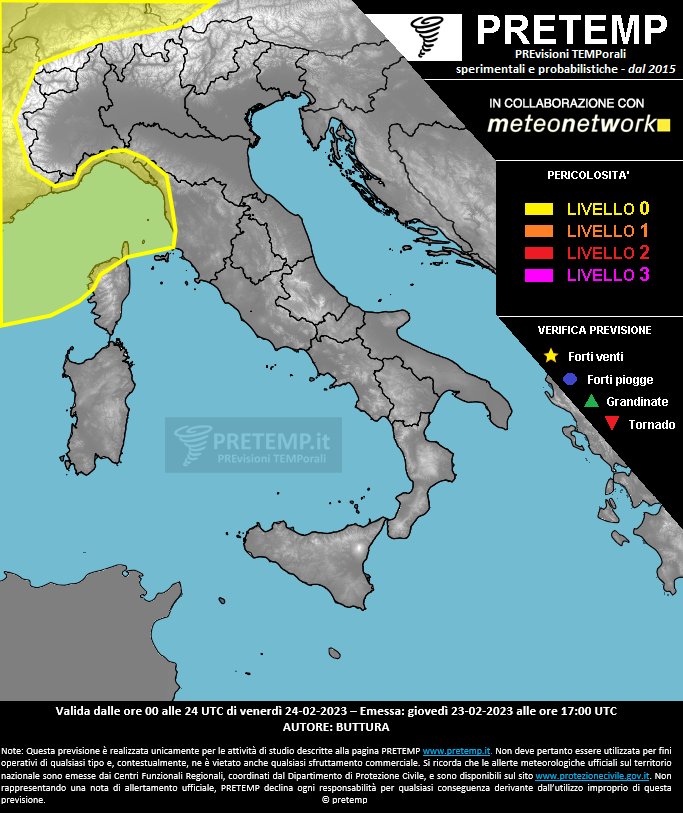 Mappa previsione del 24 febbraio 2023