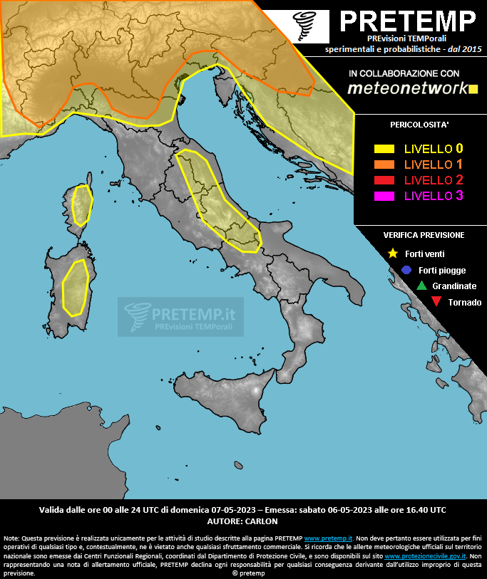 Mappa previsione del 07 maggio 2023