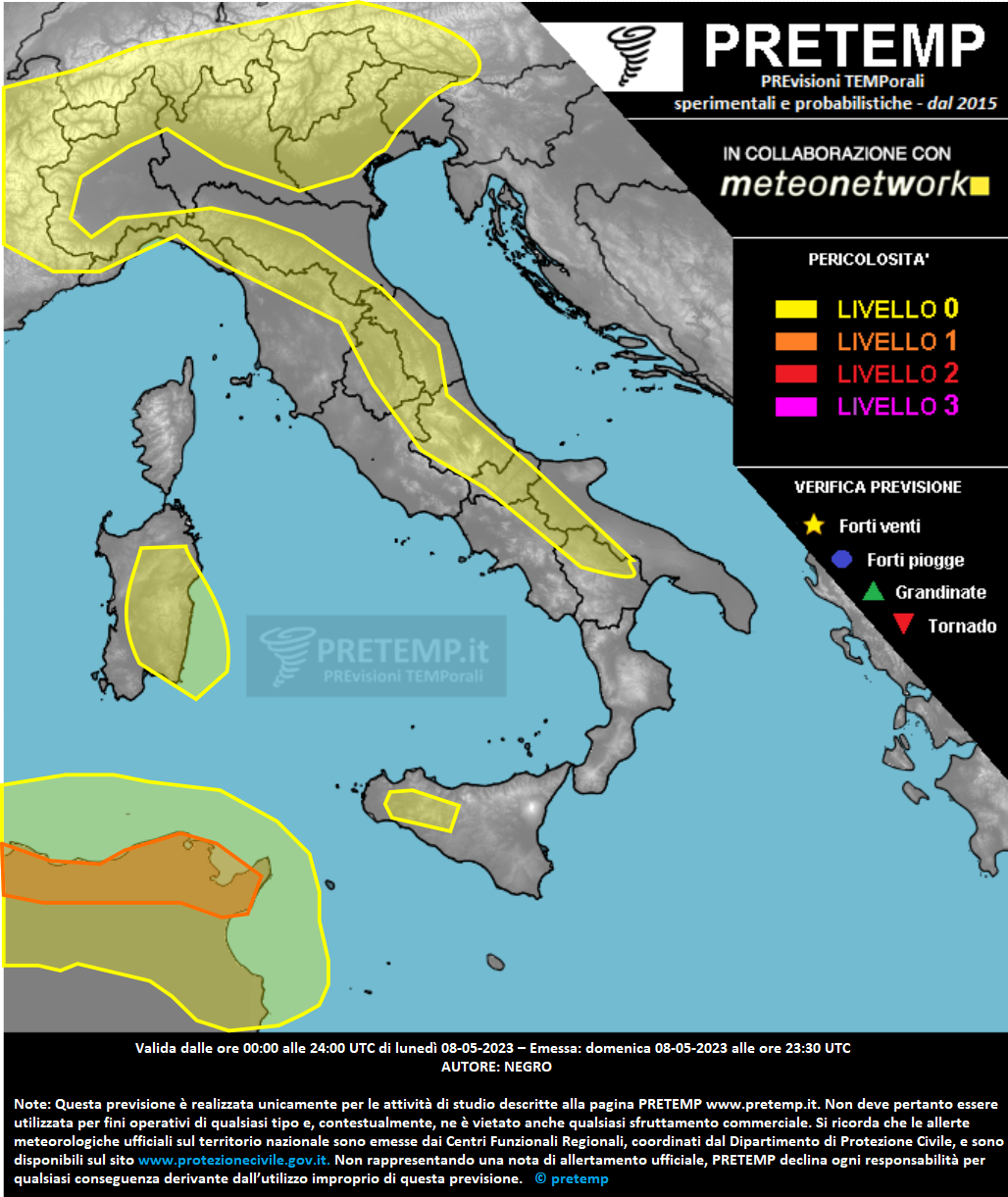 Mappa previsione del 08 maggio 2023