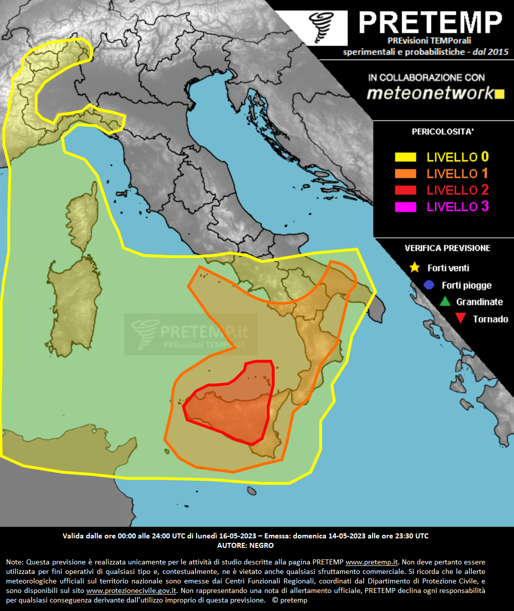 Mappa previsione del 15 maggio 2023