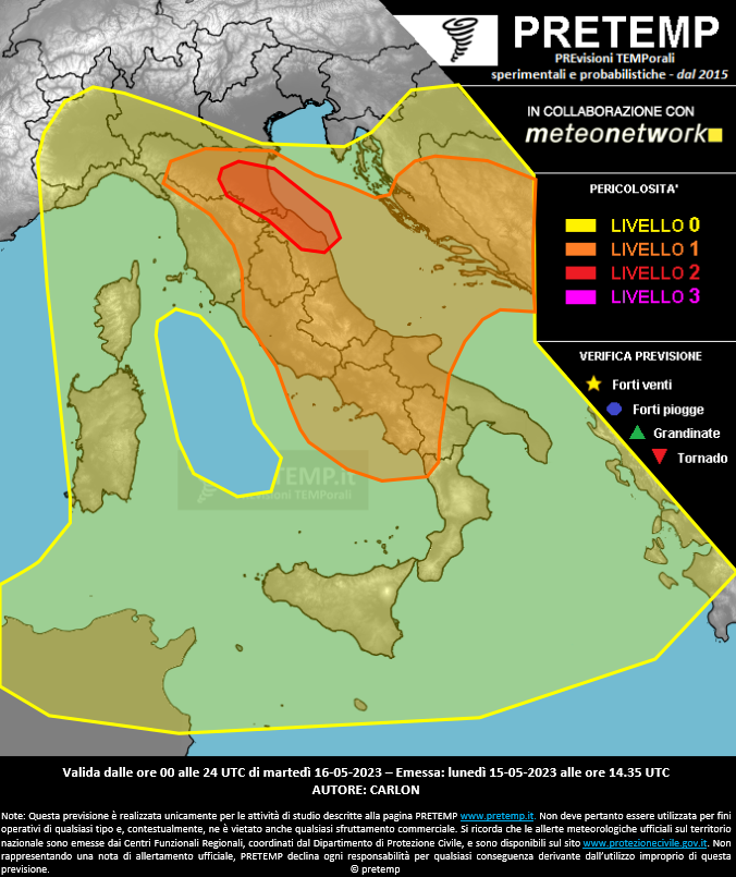 Mappa previsione del 16 maggio 2023