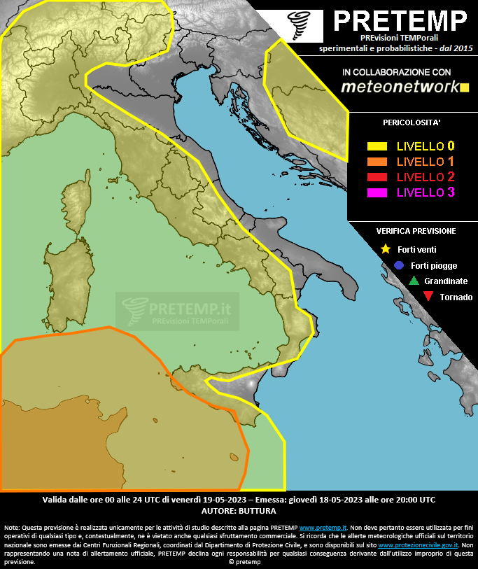 Mappa previsione del 19 maggio 2023