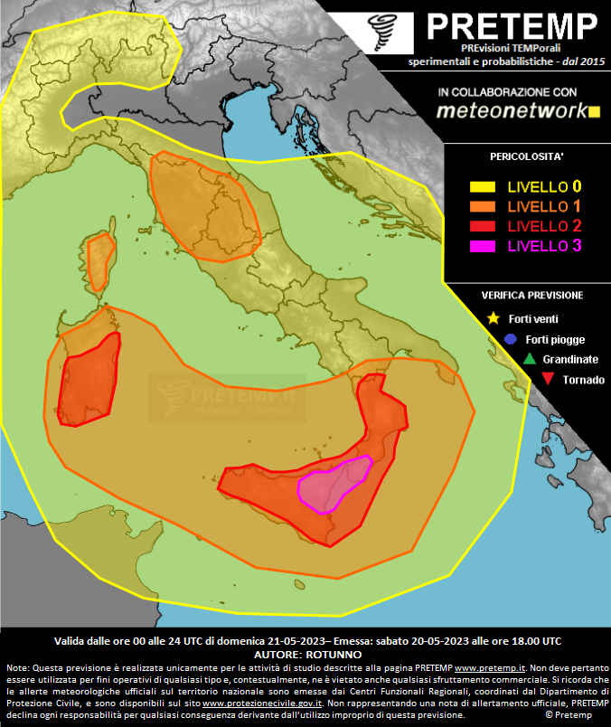 Mappa previsione del 21 maggio 2023