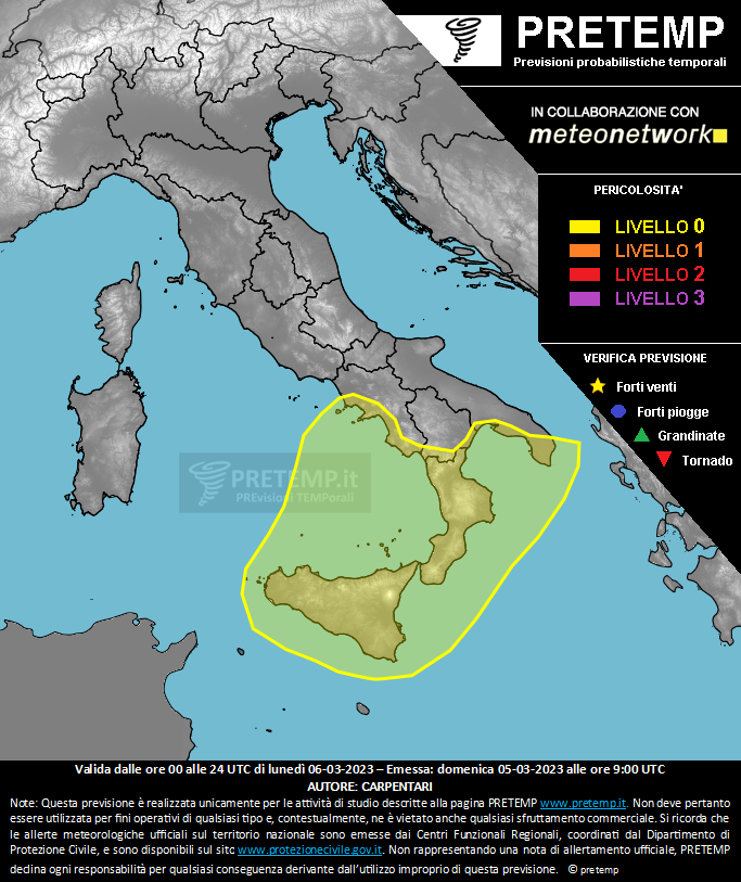 Mappa previsione del 06 marzo 2023