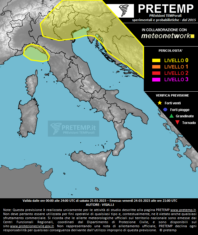 Mappa previsione del 25 marzo 2023
