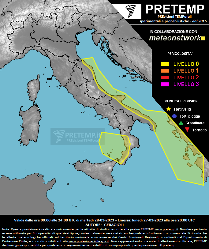 Mappa previsione del 28 marzo 2023