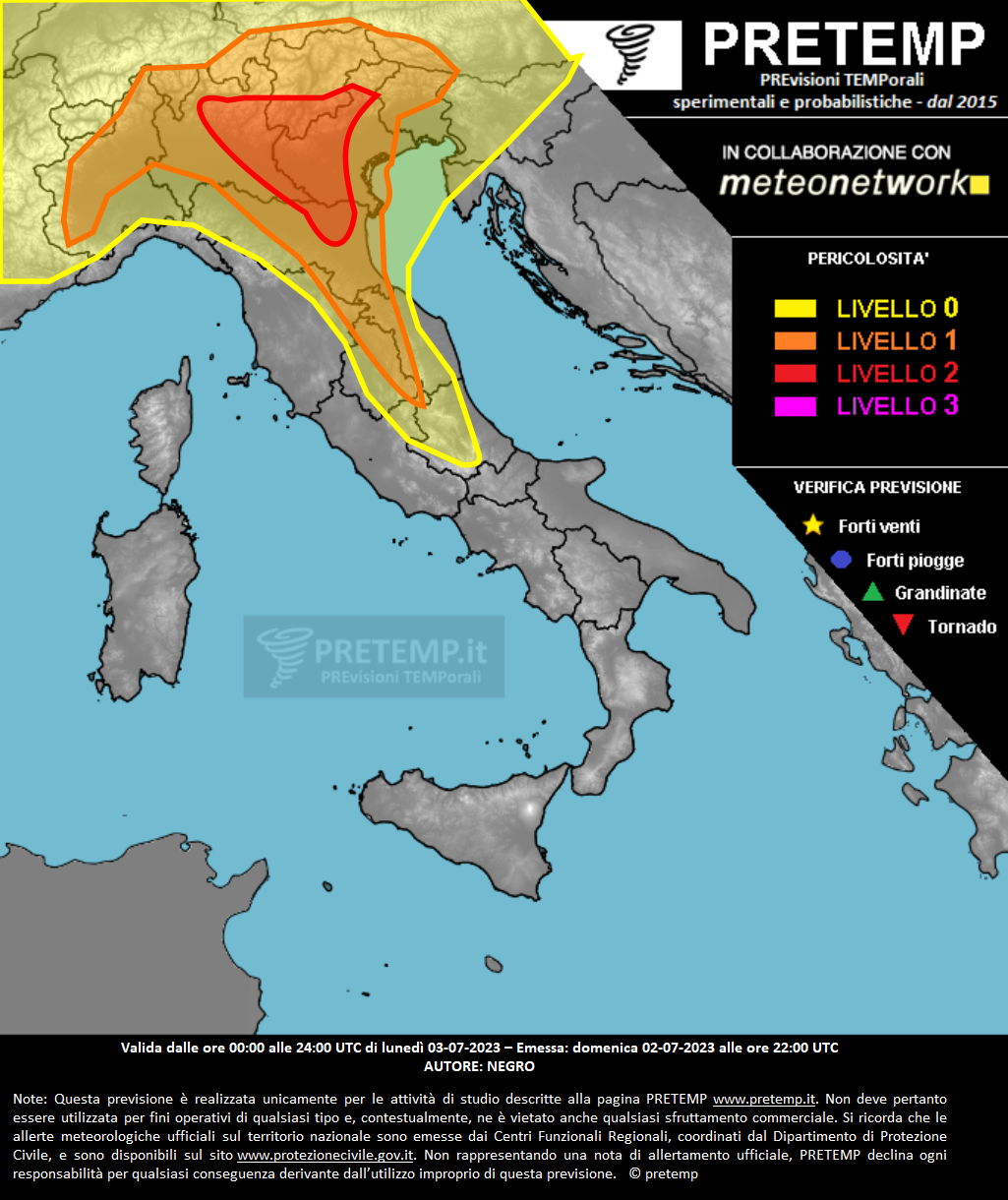 Mappa previsione del 03 luglio 2023