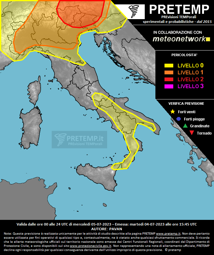 Mappa previsione del 05 luglio 2023