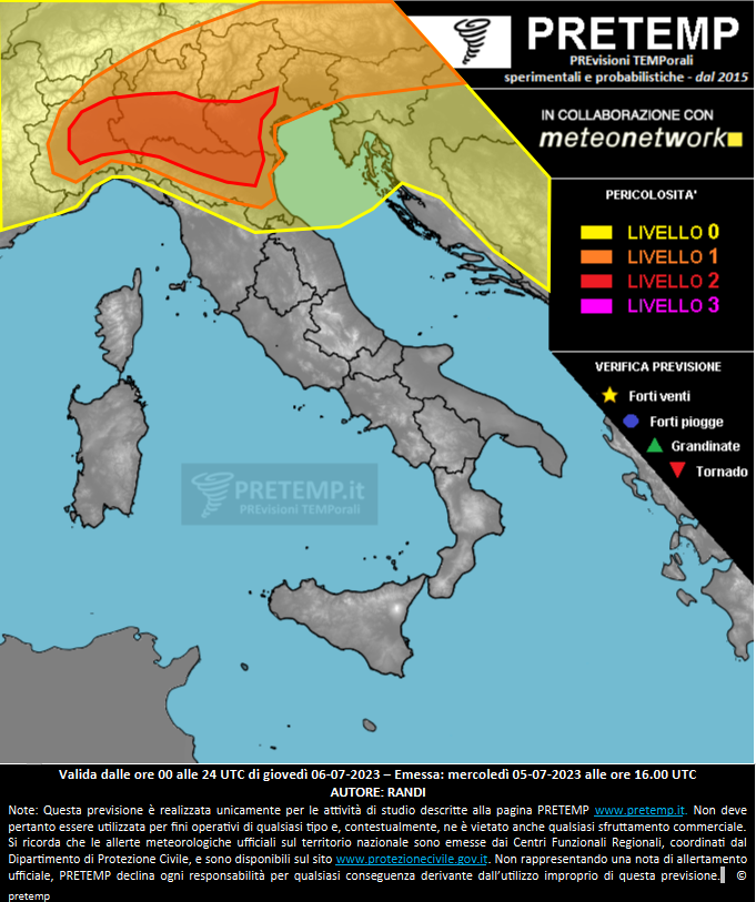 Mappa previsione del 06 luglio 2023