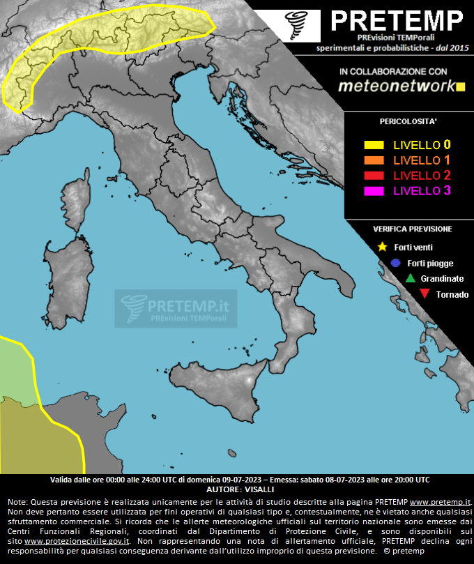 Mappa previsione del 09 luglio 2023